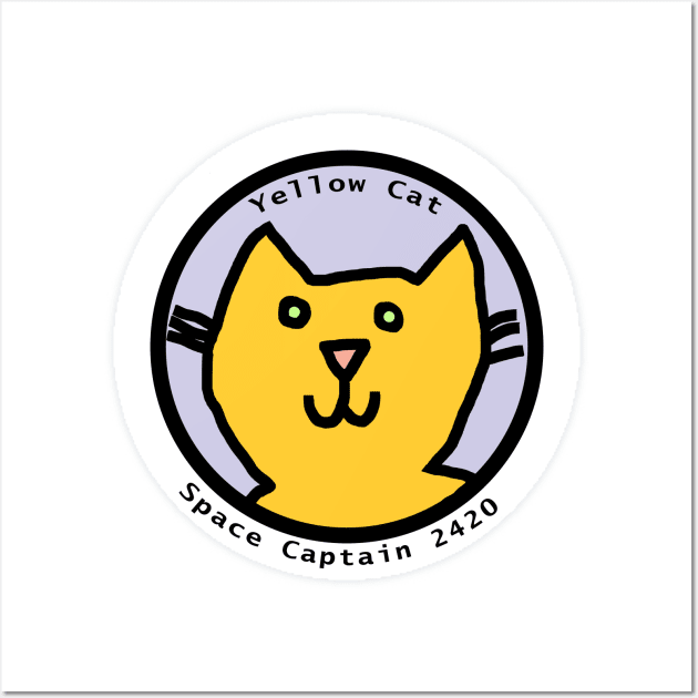 Space Cat Portrait of Captain Yellow Cat Wall Art by ellenhenryart